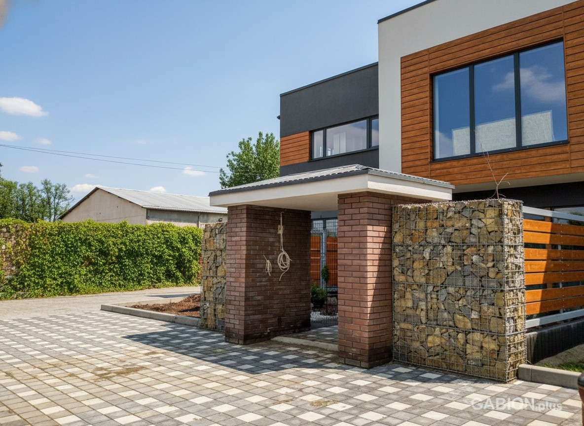 габіон як частина вхідної групи будинку