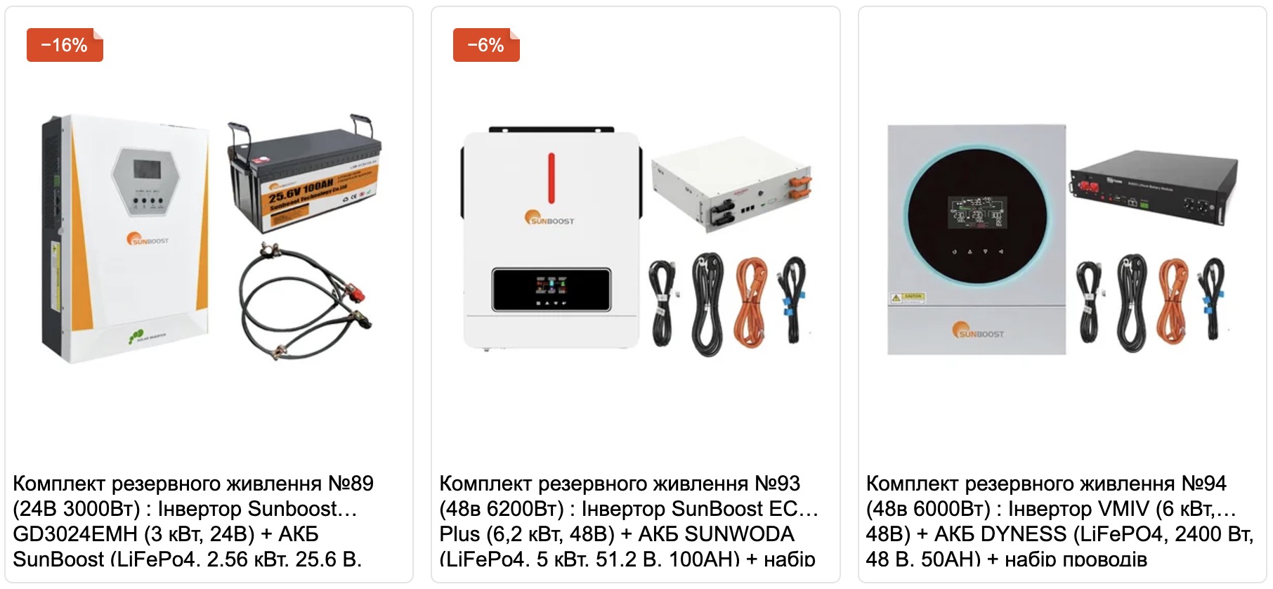 комплекти в магазині