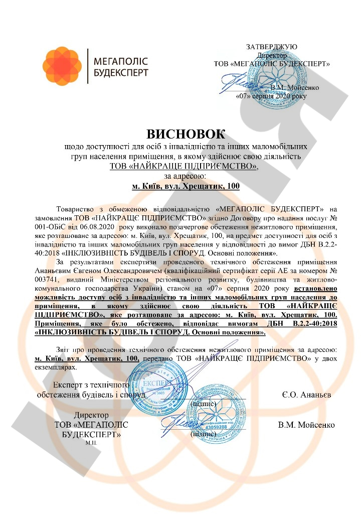 приклад звіту експерта
